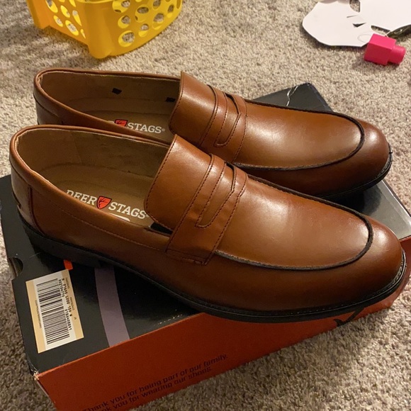 Tan penny loafer
